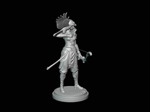 Female Archer with Eagle Statue Design 1 - 3D Print Model 3D Print Model