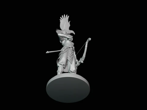 Female Archer with Eagle Statue Design 1 - 3D Print Model 3D Print Model