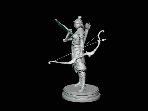 Female Archer with Eagle Statue Design 3 - 3D Print Model 3D Print Model