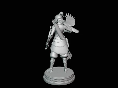 Female Archer with Eagle Statue Design 3 - 3D Print Model 3D Print Model