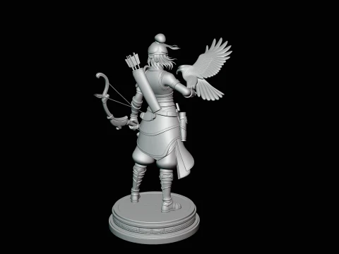 Female Archer with Eagle Statue Design 3 - 3D Print Model 3D Print Model