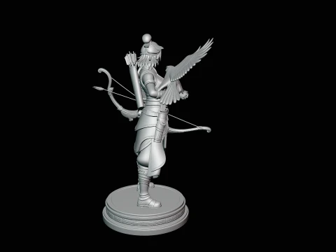 Female Archer with Eagle Statue Design 3 - 3D Print Model 3D Print Model