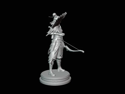 Female Archer with Eagle Statue Design 3 - 3D Print Model 3D Print Model