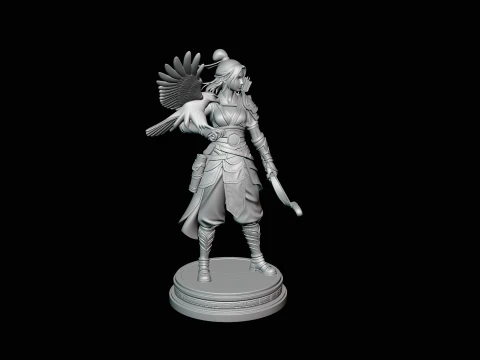 Female Archer with Eagle Statue Design 3 - 3D Print Model 3D Print Model