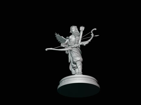 Female Archer with Eagle Statue Design 3 - 3D Print Model 3D Print Model