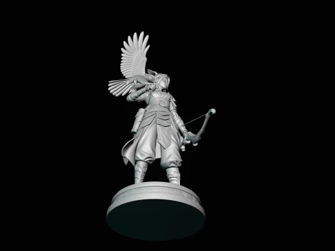 Female Archer with Eagle Statue Design 3 - 3D Print Model 3D Print Model