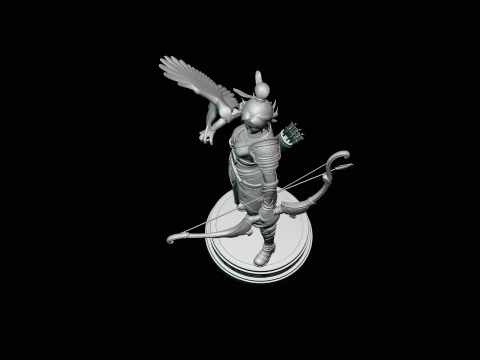 Female Archer with Eagle Statue Design 3 - 3D Print Model 3D Print Model