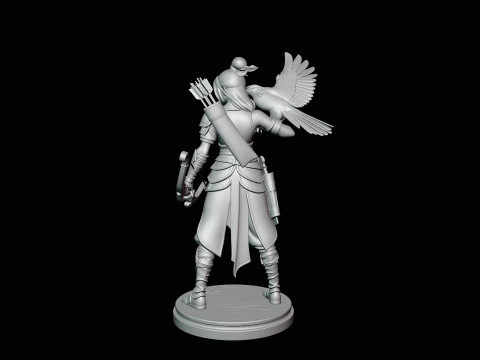 Female Archer with Eagle Statue Design 4 - 3D Print Model 3D Print Model