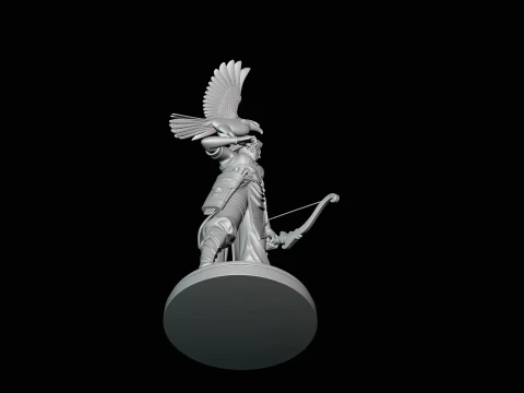 Female Archer with Eagle Statue Design 4 - 3D Print Model 3D Print Model
