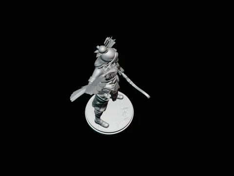Female Archer with Eagle Statue Design 4 - 3D Print Model 3D Print Model