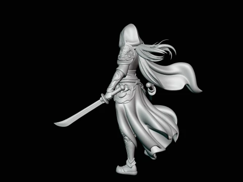 Hooded Dual Sword Assassin Statue Design 1 - 3D Print Model 3D Print Model