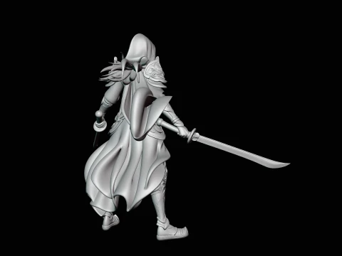 Hooded Dual Sword Assassin Statue Design 1 - 3D Print Model 3D Print Model