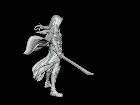Hooded Dual Sword Assassin Statue Design 1 - 3D Print Model 3D Print Model