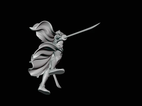 Hooded Dual Sword Assassin Statue Design 1 - 3D Print Model 3D Print Model