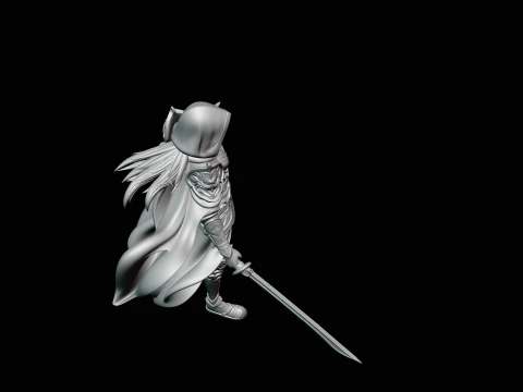 Hooded Dual Sword Assassin Statue Design 1 - 3D Print Model 3D Print Model
