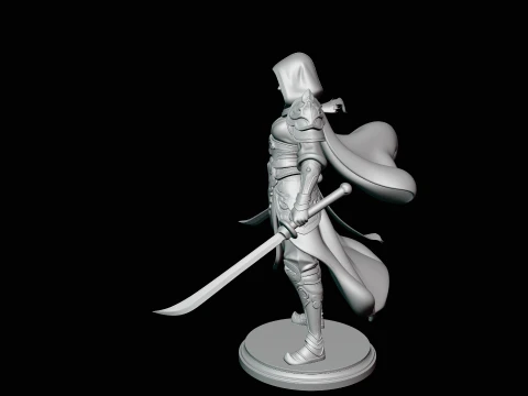Hooded Dual Sword Assassin Statue Design 2 - 3D Print Model 3D Print Model