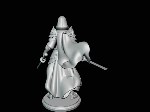 Hooded Dual Sword Assassin Statue Design 2 - 3D Print Model 3D Print Model