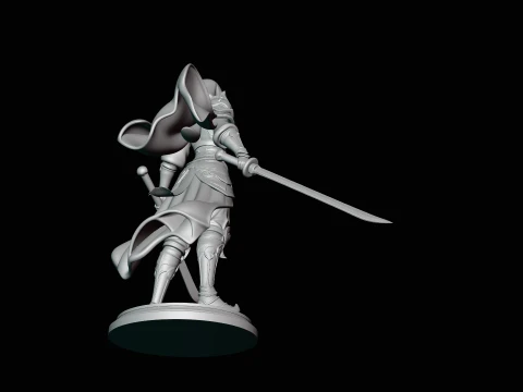 Hooded Dual Sword Assassin Statue Design 2 - 3D Print Model 3D Print Model