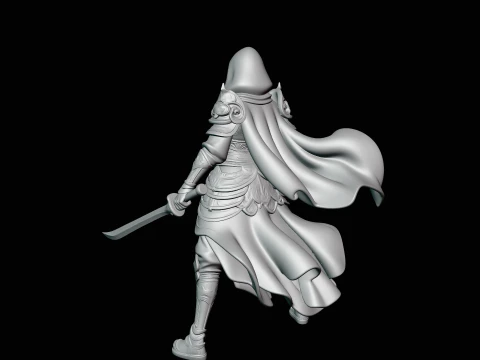 Hooded Dual Sword Assassin Statue Design 3 - 3D Print Model 3D Print Model