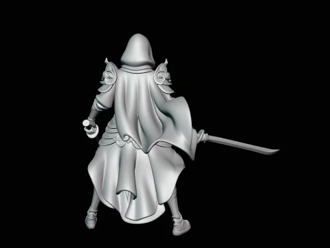 Hooded Dual Sword Assassin Statue Design 3 - 3D Print Model 3D Print Model