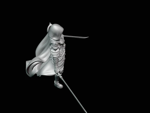 Hooded Dual Sword Assassin Statue Design 3 - 3D Print Model 3D Print Model