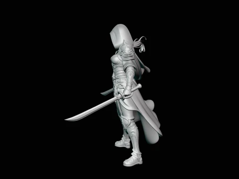 Hooded Dual Sword Assassin Statue Design 4 - 3D Print Model 3D Print Model