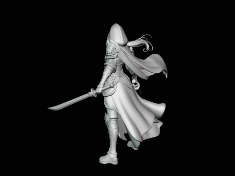 Hooded Dual Sword Assassin Statue Design 4 - 3D Print Model 3D Print Model