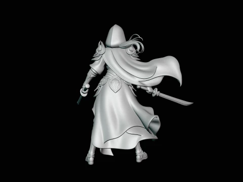 Hooded Dual Sword Assassin Statue Design 4 - 3D Print Model 3D Print Model