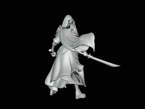 Hooded Dual Sword Assassin Statue Design 4 - 3D Print Model 3D Print Model