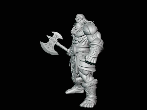 Barbarian with Axe Statue Design 6 - 3D Print Model 3D Print Model