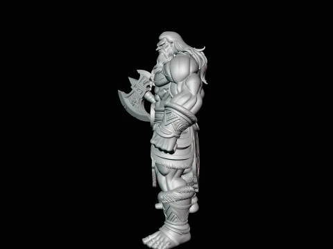 Barbarian with Axe Statue Design 6 - 3D Print Model 3D Print Model