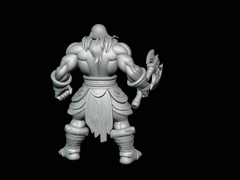 Barbarian with Axe Statue Design 6 - 3D Print Model 3D Print Model