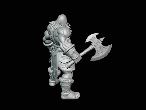 Barbarian with Axe Statue Design 6 - 3D Print Model 3D Print Model