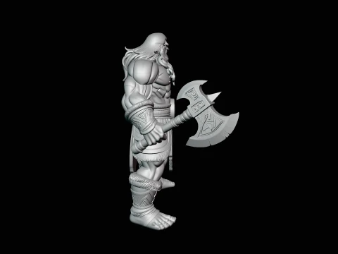 Barbarian with Axe Statue Design 6 - 3D Print Model 3D Print Model