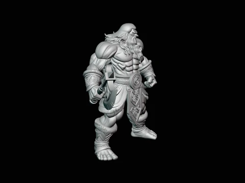 Barbarian with Axe Statue Design 6 - 3D Print Model 3D Print Model