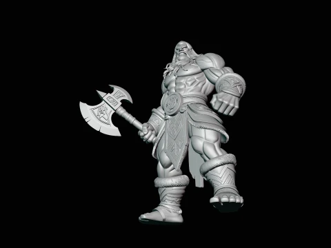 Barbarian with Axe Statue Design 6 - 3D Print Model 3D Print Model