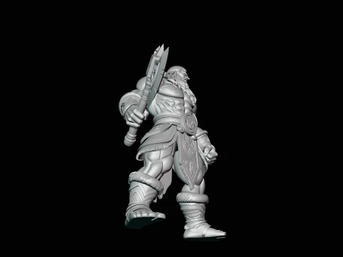 Barbarian with Axe Statue Design 6 - 3D Print Model 3D Print Model