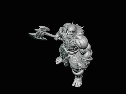 Barbarian with Axe Statue Design 6 - 3D Print Model 3D Print Model