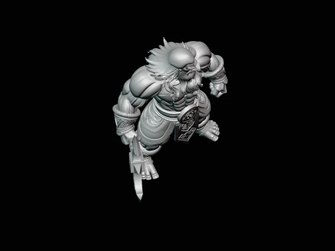 Barbarian with Axe Statue Design 6 - 3D Print Model 3D Print Model