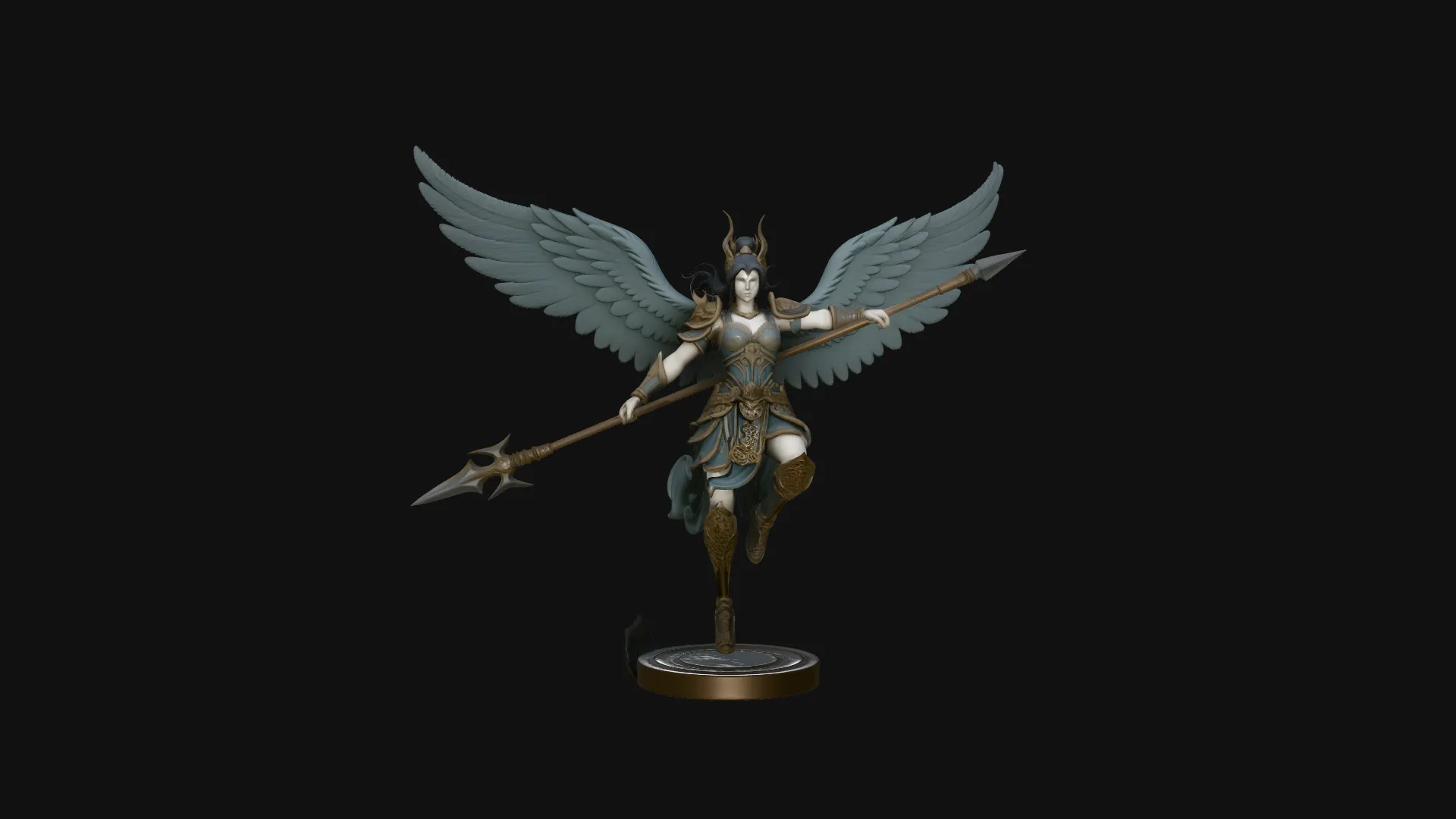Valkyrie with Spear Statue Design 1 - 3D Print Model 3D Print Model .c4d .max .obj .3ds .fbx .stl .blend