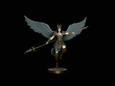 Valkyrie with Spear Statue Design 1 - 3D Print Model 3D Print Model