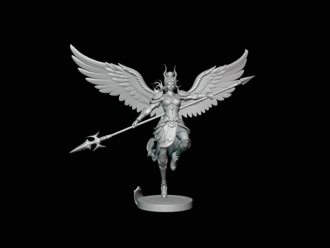 Valkyrie with Spear Statue Design 1 - 3D Print Model 3D Print Model