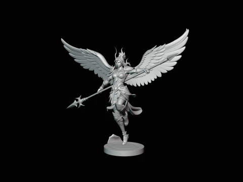 Valkyrie with Spear Statue Design 1 - 3D Print Model 3D Print Model