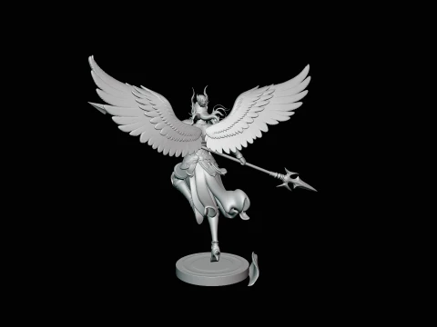 Valkyrie with Spear Statue Design 1 - 3D Print Model 3D Print Model