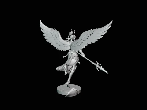 Valkyrie with Spear Statue Design 1 - 3D Print Model 3D Print Model