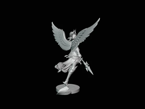 Valkyrie with Spear Statue Design 1 - 3D Print Model 3D Print Model