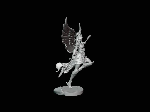 Valkyrie with Spear Statue Design 1 - 3D Print Model 3D Print Model
