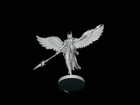 Valkyrie with Spear Statue Design 1 - 3D Print Model 3D Print Model