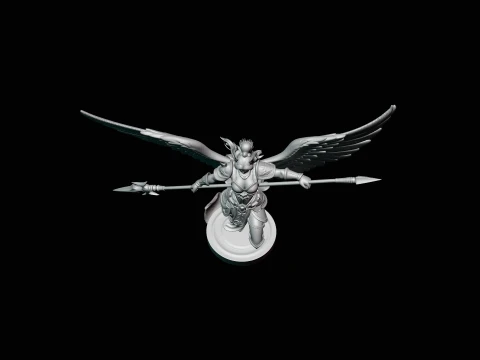 Valkyrie with Spear Statue Design 1 - 3D Print Model 3D Print Model