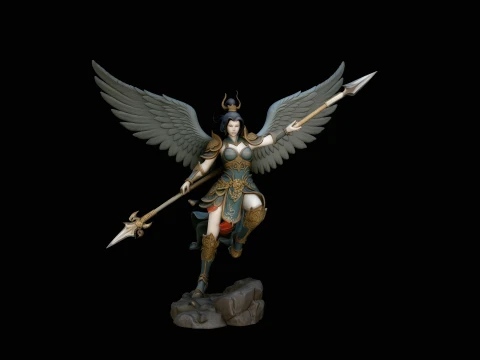 Valkyrie with Spear Statue Design 3 - 3D Print Model Modello di stampa 3D
